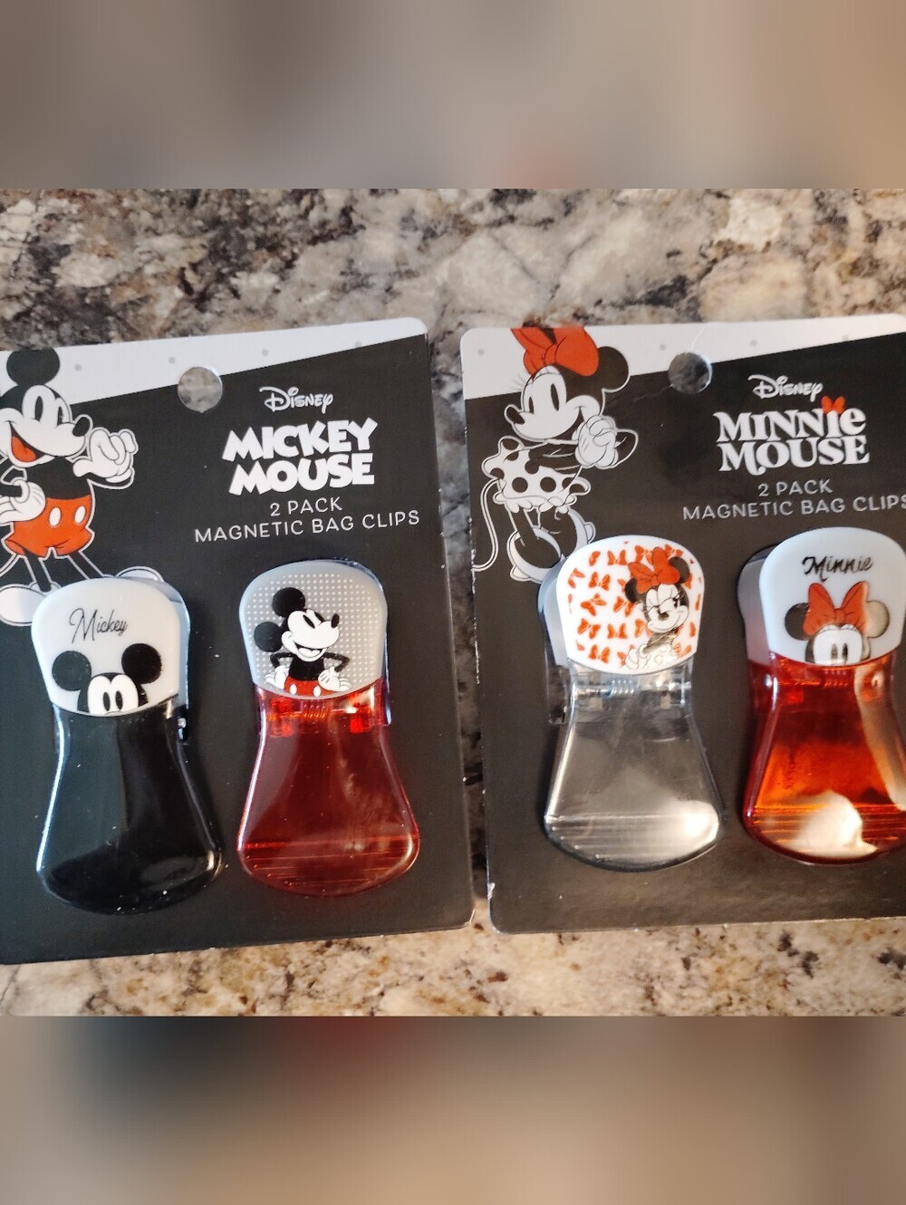 Disney Mickey & Minnie Magnetic Bag Clips - Black, Red, Clear